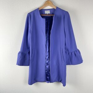 Patty Kim Kelly Jacket Womens Small Periwinkle Flutter Sleeve Open Front Classic